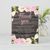 ピンク素朴クリームフローラ誕生日 サンキューカード (スタンド正面)