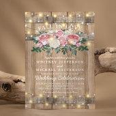 ピンク素朴クリームユーカリフローラ結婚ズ 招待状