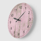 ピンク素朴グフェイクウッド ラージ壁時計 (傾斜)