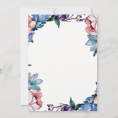 ピンク素朴グリッターフローラ植物学ブライダルシャワー 招待状 (裏面)