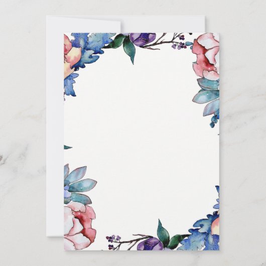 ピンク素朴グリッターフローラ植物学ブライダルシャワー 招待状 (裏面)