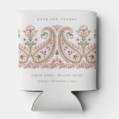 ピンク素朴グリーンフローラペイズリーモチ結婚ーズ 缶クーラー (裏面)