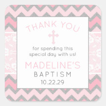 ピンク素朴グレイのバプテ感謝していィスステッカーに賛成