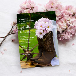 ピンク素朴デイジーウエスタンポス結婚ブルンチ 招待状