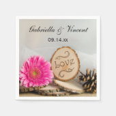 ピンク素朴デイジーウッズ結婚ズ スタンダードカクテルナプキン (正面)