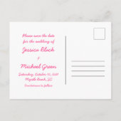 ピンク素朴デイジーウッドフォトウェディングデートを保存 案内ポストカード (裏面)