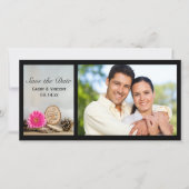 ピンク素朴デイジーウッドランド結婚式の日付を保存 セーブザデート (正面)