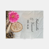 ピンク素朴デイジーウッドラ結婚ンド フリースブランケット (正面(横))