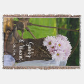 ピンク素朴デイジーカウボーイブーツウェスタン結婚ズ スローブランケット (正面)