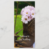 ピンク素朴デイジーカウボーイブーツウェスタン結婚ズ プログラム (正面)