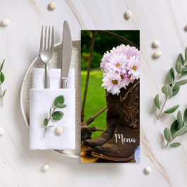 ピンク素朴デイジーカウボーイブーツウェスタン結婚ズ メニュー