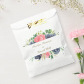 ピンク素朴ネイビーバラフローラフレームカスタムウェディング フェイバーバッグ (封をした状態)