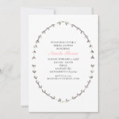 ピンク素朴ハートつる植物フレームブライダルシャワー 招待状 (正面)