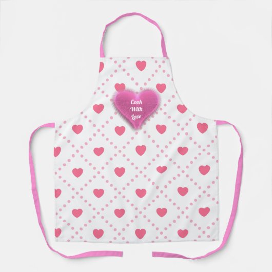 ピンク素朴ハートバレンティンデイコレクション エプロン (正面)