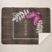 ピンク素朴バタフライパーソナライズされたシェルパブランケット シェルパブランケット (正面(横))