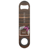 ピンク素朴バタフライパーソナライズされたバー鍵 スピード栓抜き (正面)