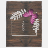 ピンク素朴バタフライパーソナライズされたフリースブランケット フリースブランケット (正面)