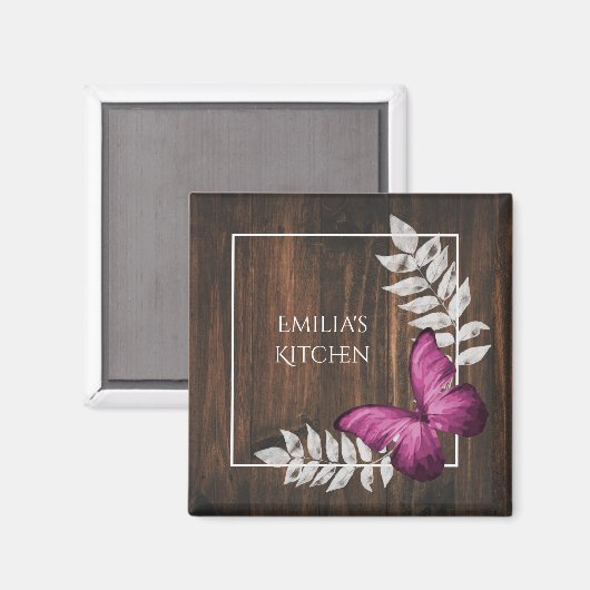 ピンク素朴バタフライ磁石 マグネット (正面/裏面)