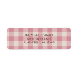 ピンク素朴バッファロープレイド差出人住所ラベル ラベル