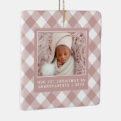 ピンク素朴バッファローPlaid 1st祖父母の写真 セラミックオーナメント (右)