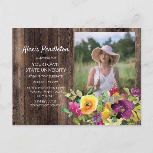 ピンク素朴パープルイエロートランクパーティードームシャワー インビテーションポストカード (正面)