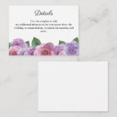 ピンク素朴パープルバラフローラ結婚ズ詳細 エンクロージャーカード (正面/裏面)