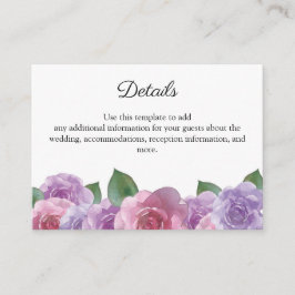 ピンク素朴パープルバラフローラ結婚ズ詳細 エンクロージャーカード