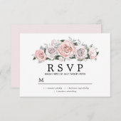 ピンク素朴パープルバラフローラ結婚式RSVP 出欠カード (正面/裏面)
