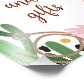 ピンク素朴ファーストロデオ誕生日のメニューサイン フォトプリント (角)