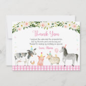 ピンク素朴ファームフローラ誕生日 サンキューカード (正面)