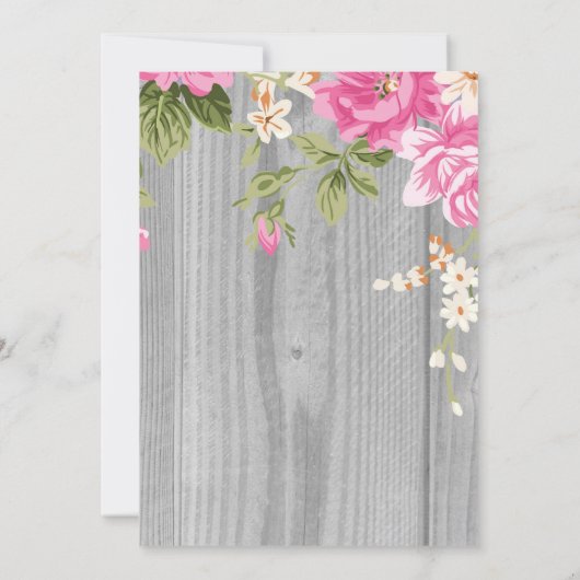 ピンク素朴フラワーウッドベビーシャワー招待状 招待状 (裏面)