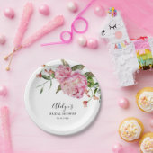 ピンク素朴フラワーグリーンブライダルシャワー ペーパープレート (パーティー)