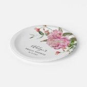 ピンク素朴フラワーグリーンブライダルシャワー ペーパープレート (アングル)