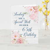 ピンク素朴フラワーハッピー65誕生日カード カード (黄色い花)