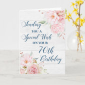 ピンク素朴フラワーハッピー70誕生日カード カード (黄色い花)