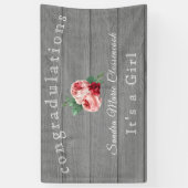 ピンク素朴フローラその女の子グレイ素朴ウッドBa 横断幕 (縦)