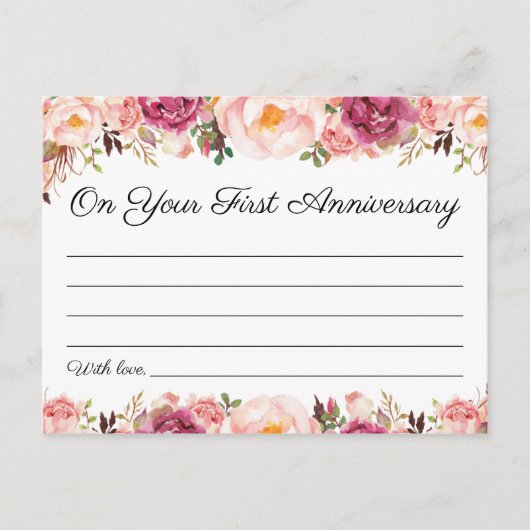 ピンク素朴フローラの結婚タイムカプセルカード ポストカード (正面)