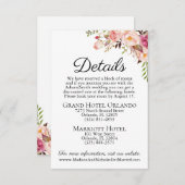 ピンク素朴フローラの結婚詳細カード挿入 エンクロージャーカード (正面/裏面)