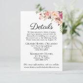 ピンク素朴フローラの結婚詳細カード挿入 エンクロージャーカード (スタンド正面)