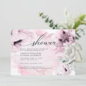 ピンク素朴フローラウォーターカラーポピー 招待状 (スタンド正面)