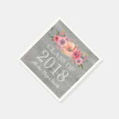 ピンク素朴フローラウッドクラス2018卒業 スタンダードカクテルナプキン (角)