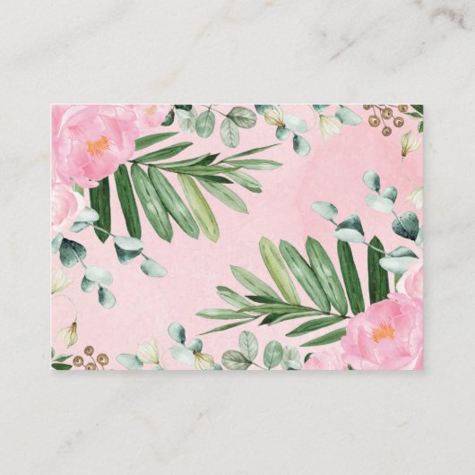 ピンク素朴フローラウッドランド動物おむつラッフル エンクロージャーカード (裏面)