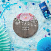 ピンク素朴フローラウッドラ結婚イト ペーパープレート (パーティー)