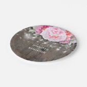 ピンク素朴フローラウッドラ結婚イト ペーパープレート (アングル)