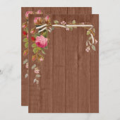 ピンク素朴フローラウッド結婚のブライダルシャワーInv 招待状 (正面/裏面)