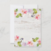 ピンク素朴フローラオンホワイトウッドシャワー招待状 (裏面)