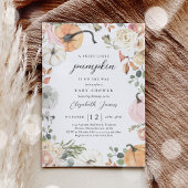 ピンク素朴フローラカボチャ女の子ベビーシャワー 招待状