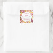 ピンク素朴フローラギフトソープブライダルシャワー スクエアシール (バッグ)