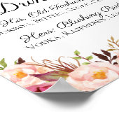 ピンク素朴フローラシグネチャードリンクカクテルサイン ポスター (角)