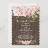 ピンク素朴フローラストリングライトリハーサルディナー 招待状 (正面)